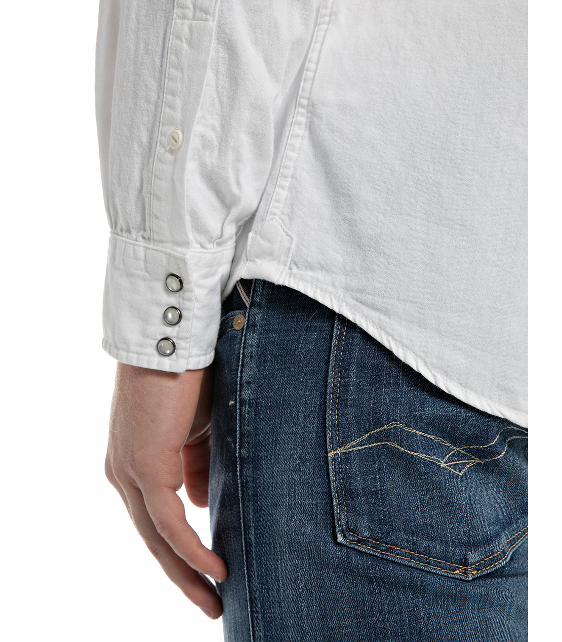 リサイクルコットン ホワイトコットンデニムシャツ 詳細画像 ホワイト 6